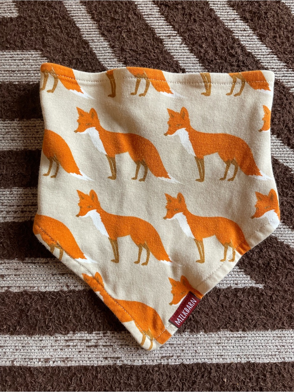 Milkbarn Cream Bandana Bib with Orange Fox Print
